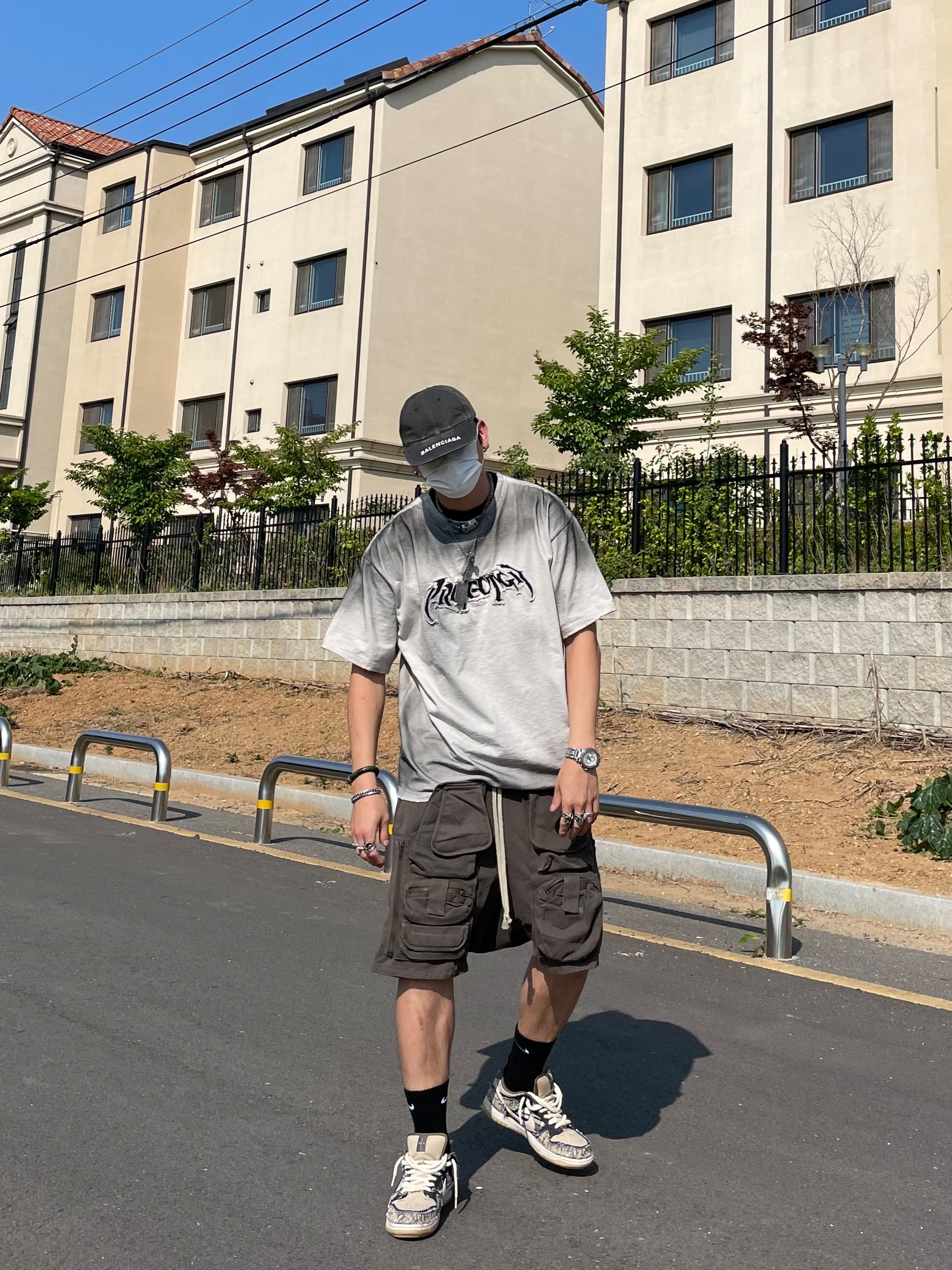Project G/R Furious Logo Applique T-Shirt Grey - 10 Corso Como Exclusive, (W) Balenciaga Cap Black White 착용 스타일 - 2
