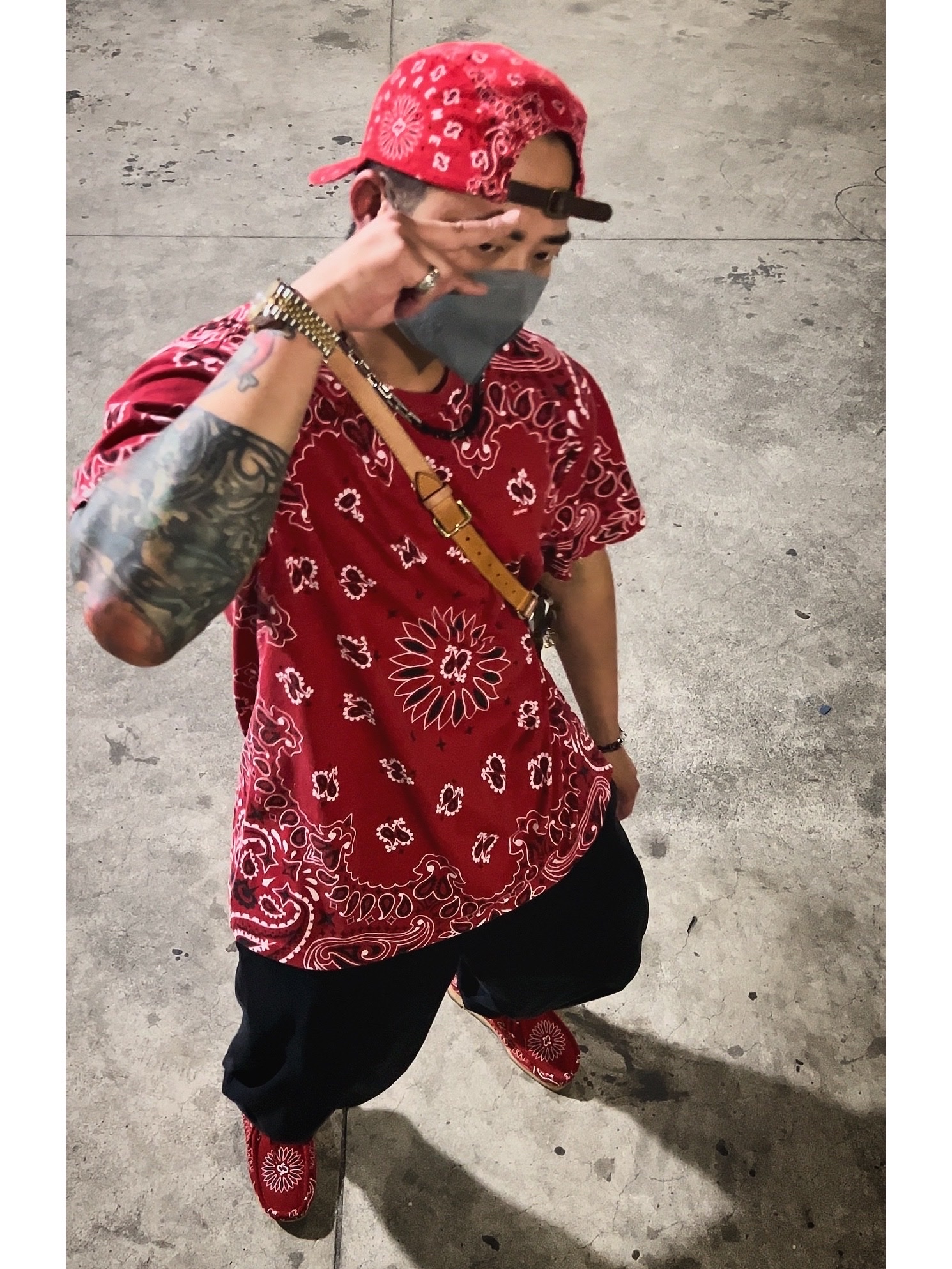 Supreme Bandana Camp Cap Red - 21SS, Supreme Small Box T-Shirt Red Bandana - 21SS 착용 스타일 - 1