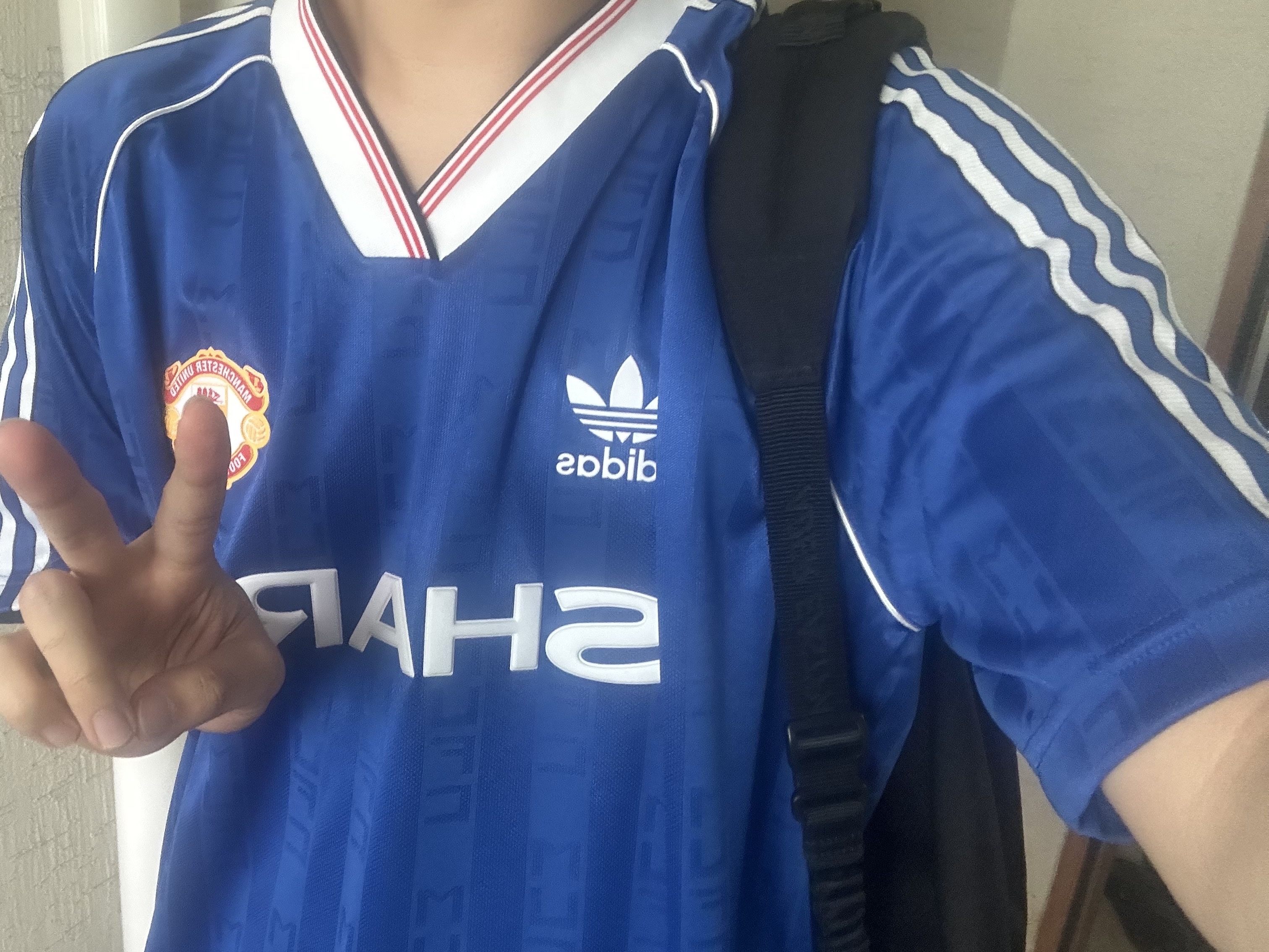 Adidas Manchester United 1988/90 Jersey Collegiate Royal - US Sizing, Adidas Manchester United 1988/90 Jersey Collegiate Royal - KR Sizing 착용 스타일