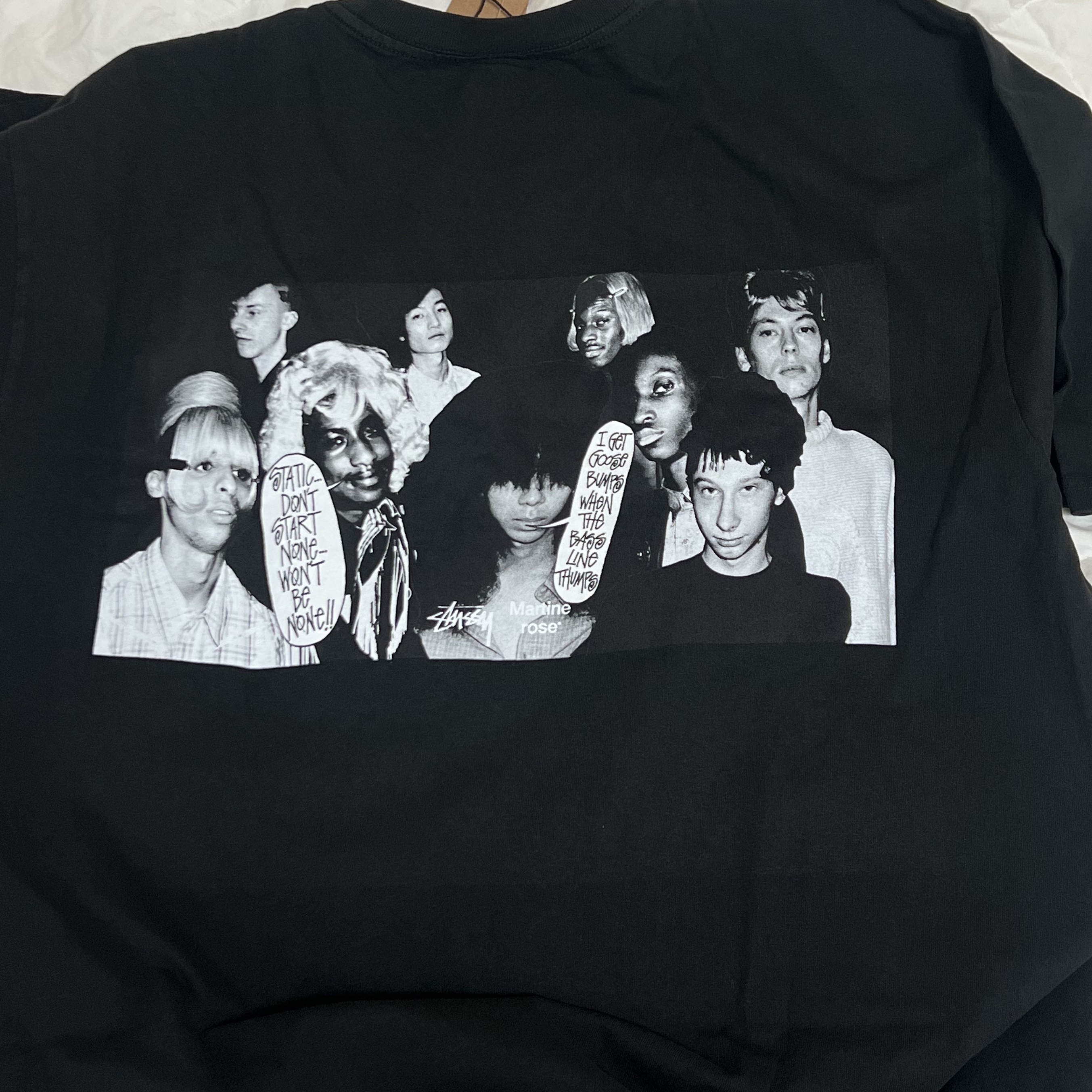 Stussy x Martine Rose Collage Pigment Dyed T-Shirt Black 착용 스타일 - 2
