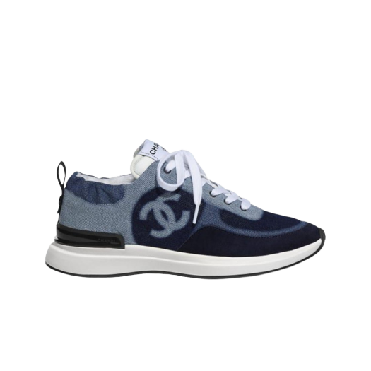 (W) Chanel Sneakers Denim Suede Calfskin & Blue