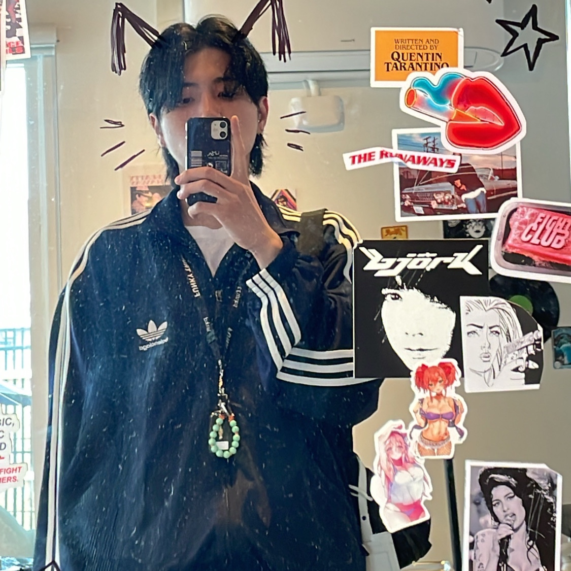 Balenciaga x Adidas Cotton Terry Jersey Tracksuit Jacket Navy Blue 착용 스타일 - 1