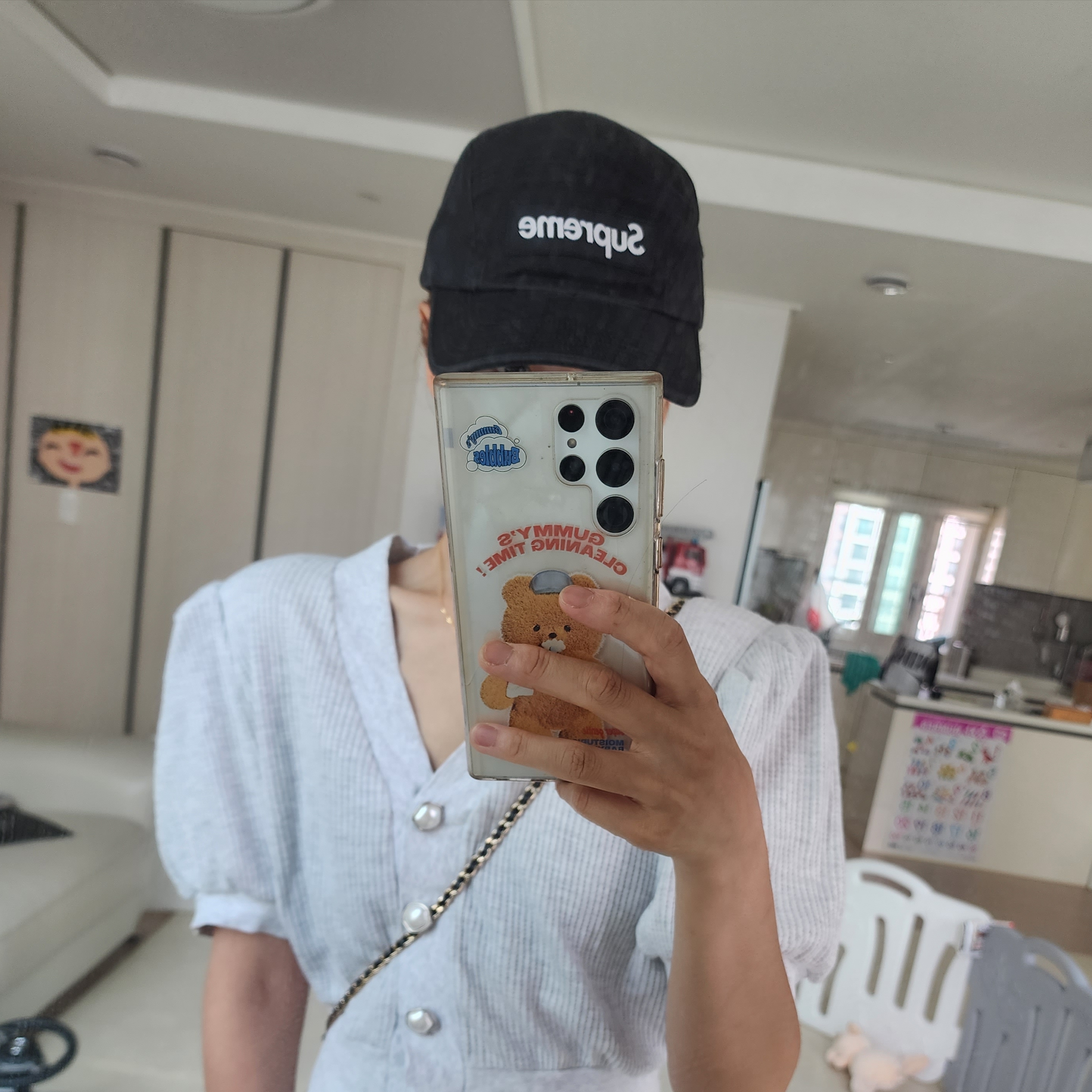 Supreme Washed Chino Twill Camp Cap Black 착용 스타일