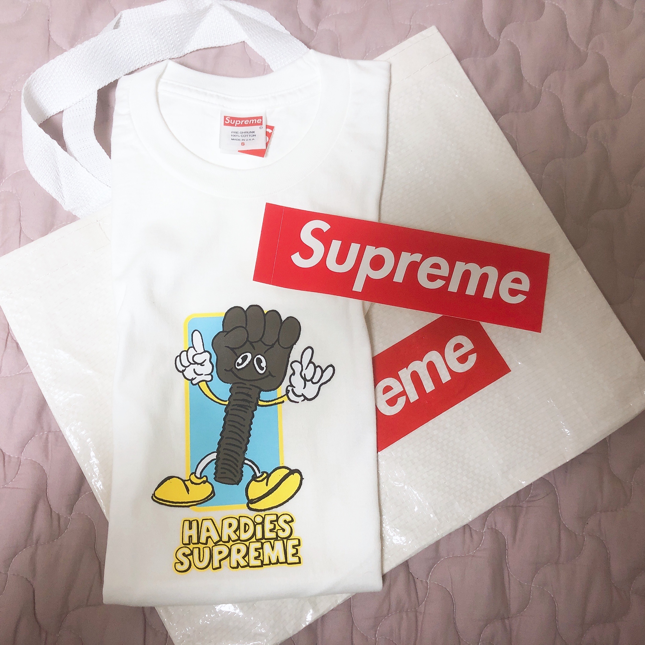 Supreme x Hardies Bolt T-Shirt White - 23SS 착용 스타일