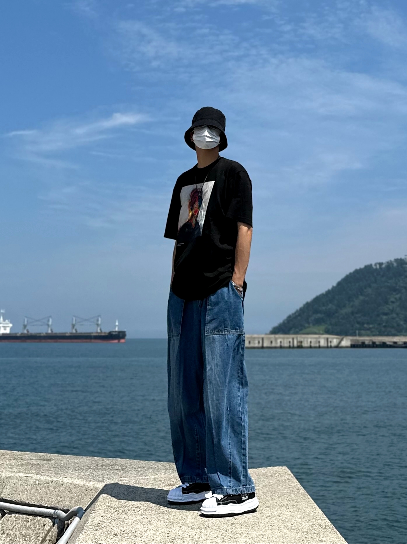 Maison Mihara Yasuhiro Blakey OG Sole Canvas Low-top Sneakers Black White 착용 스타일 - 3