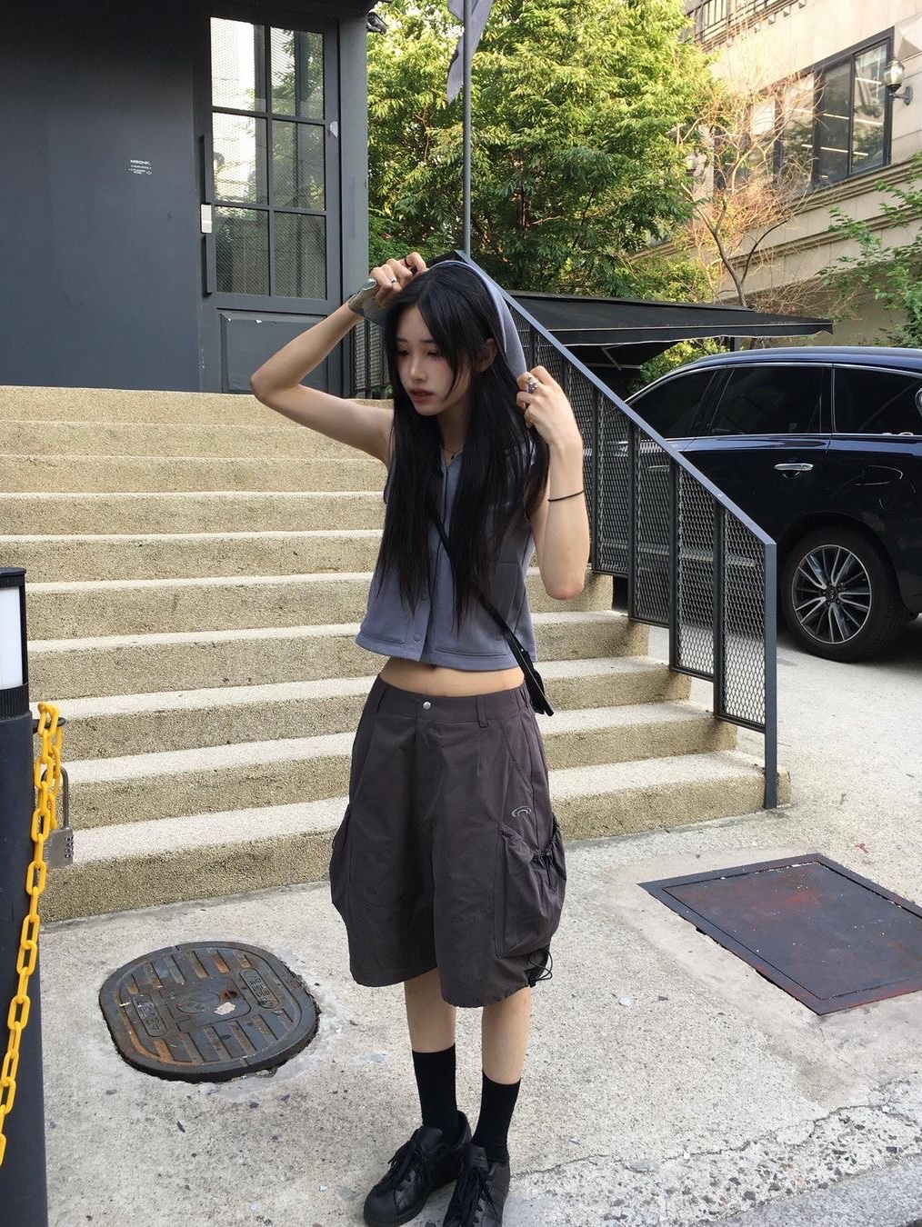 Art of Field Big Pocket Bermuda Pants Deep Gray, Art of Field Big Pocket Bermuda Pants Brown 착용 스타일