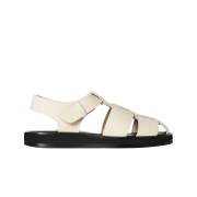 (W) The Row Fisherman Sandal in Grained Calfskin Leather Ivory