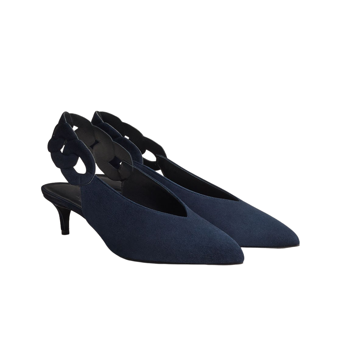(W) 에르메스 가브리엘라 40 펌프스 스웨이드 고트스킨 & 마린((W) Hermes Gabriela 40 Pump Suede Goatskin & Marine) - 2