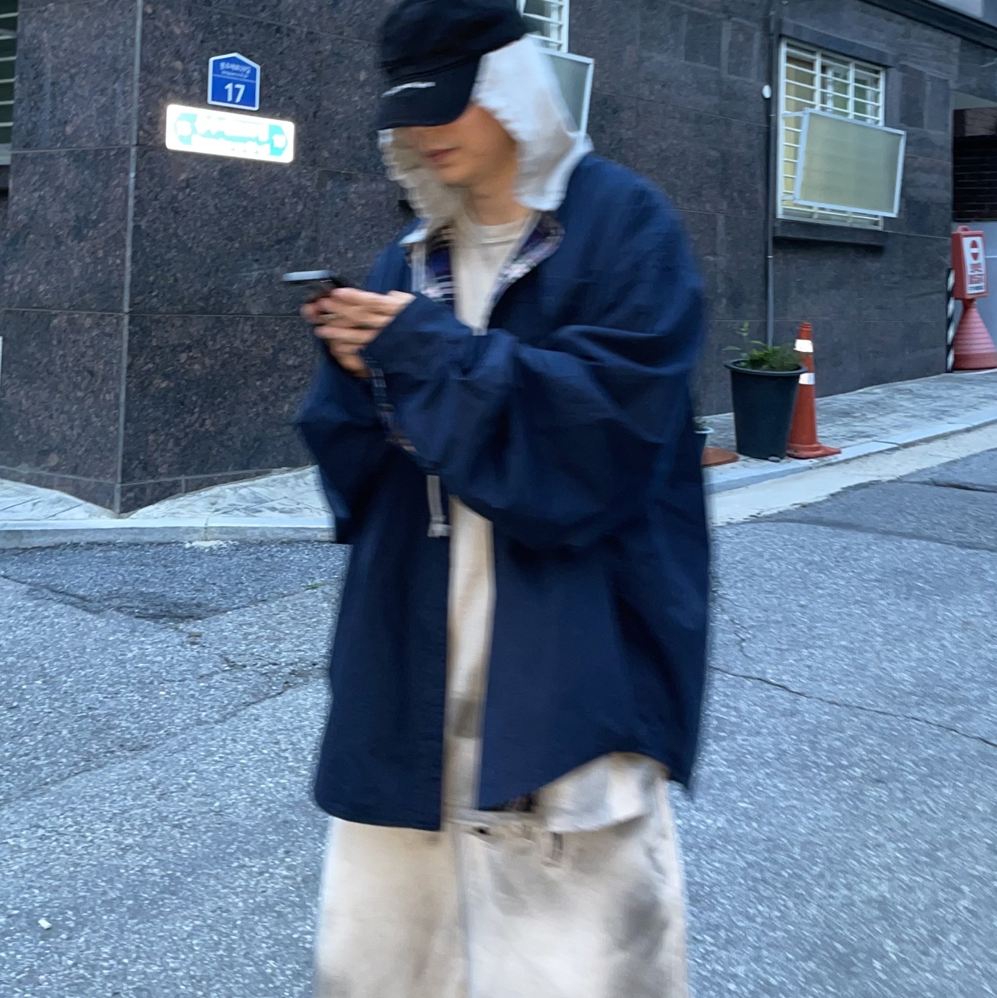 Project G/R Furious Logo Applique Shorts Grey - 10 Corso Como Exclusive, Project G/R Reversible Hoodie Check Shirts Navy 착용 스타일 - 1