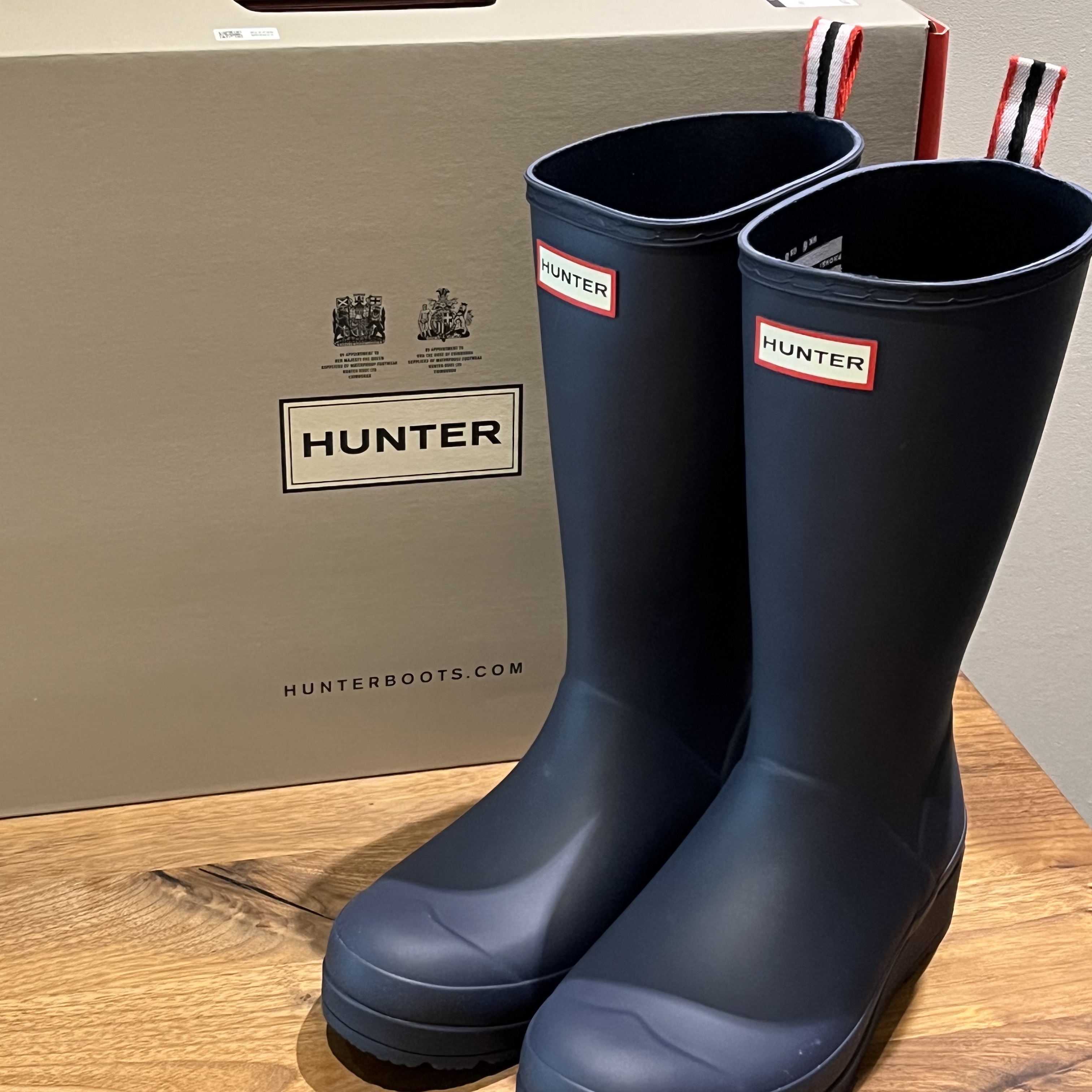 (W) Hunter Play Tall Wellington Boots Valtameri Blue 착용 스타일 - 2