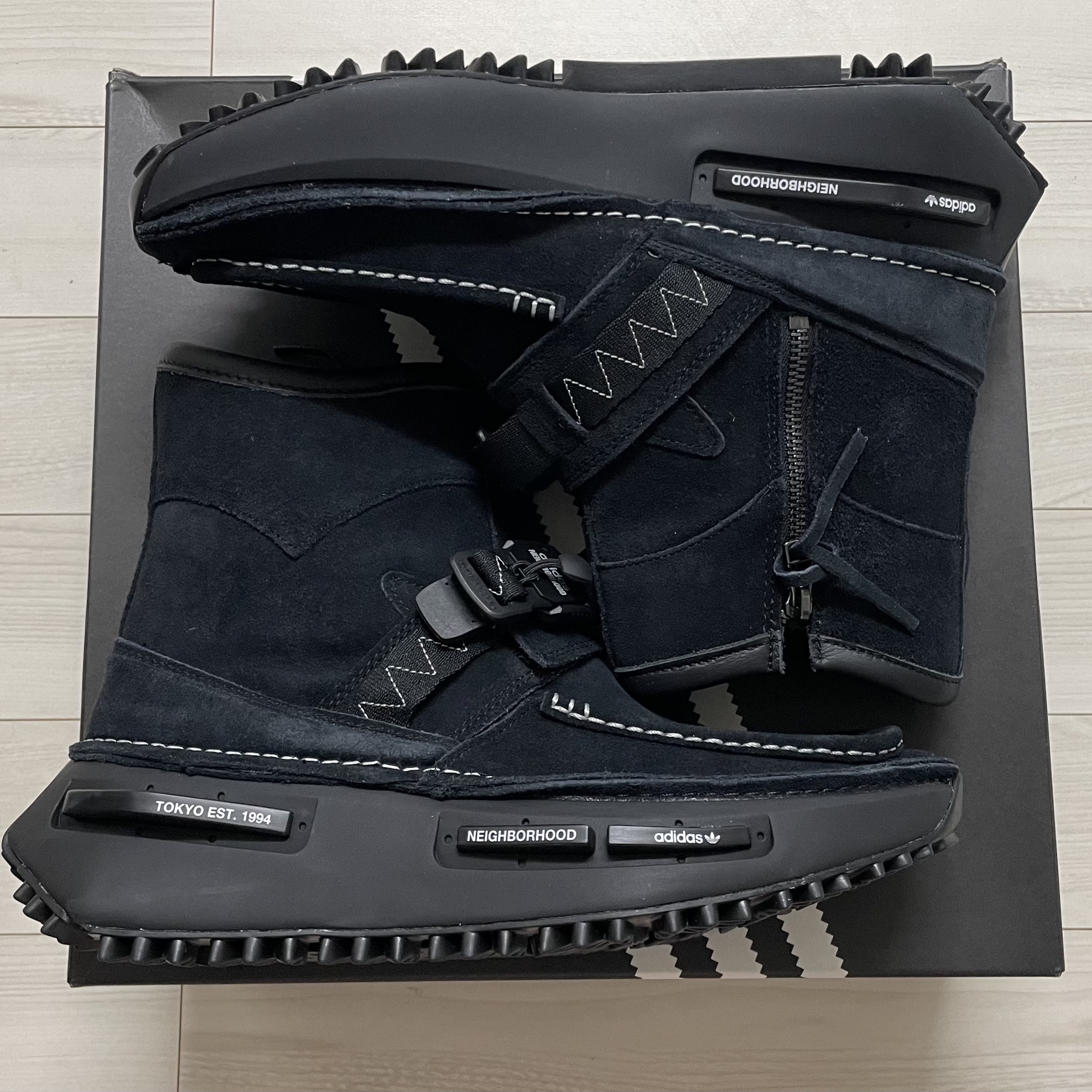 Adidas x Neighborhood NMD S1 Boots Core Black Cloud White 착용 스타일 - 2