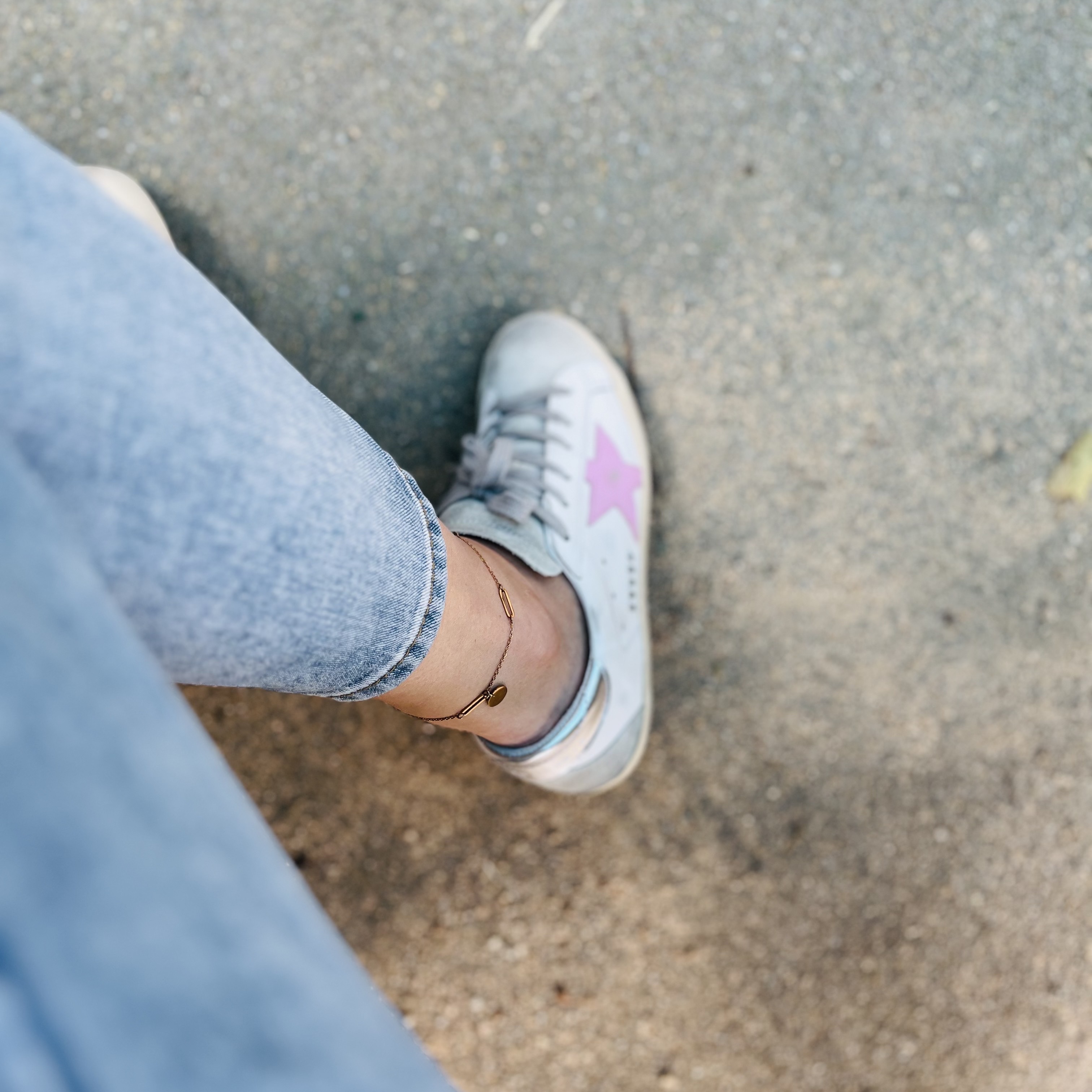 (W) Golden Goose Superstar White Pink Silver Heel Tab Sneakers 착용 스타일 - 2