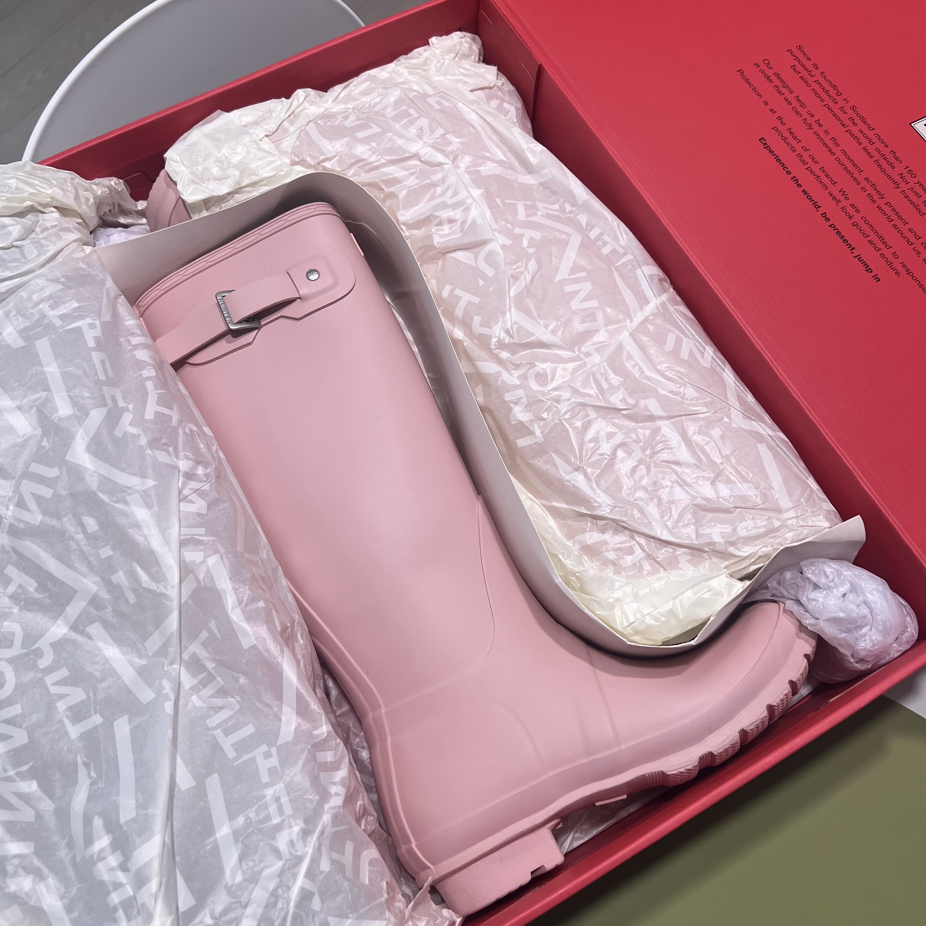 (W) Hunter Original Tall Wellington Boots Faded Rose 착용 스타일 - 1