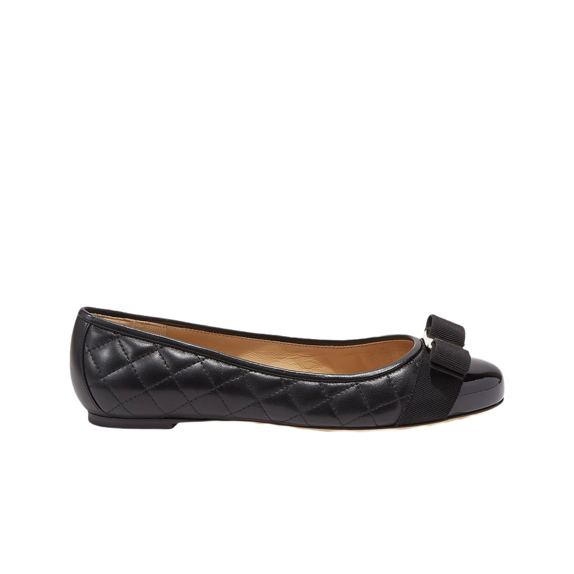 01M831-672100 (W) Ferragamo Varina Ballet Flat Black - C