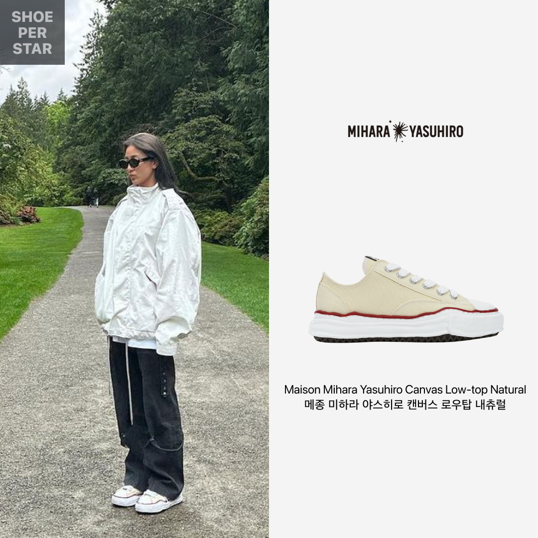 Maison Mihara Yasuhiro Peterson OG Sole Canvas Low-top Sneakers Natural 착용 스타일 - 1