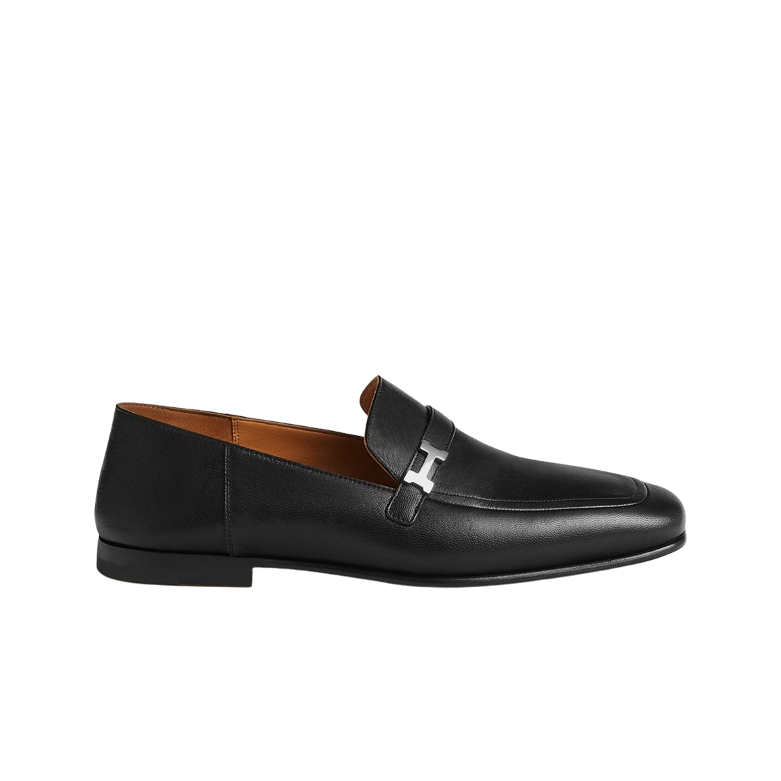 H231992ZA02 Hermes Giovanni Loafer Goatskin & Palladium Noir