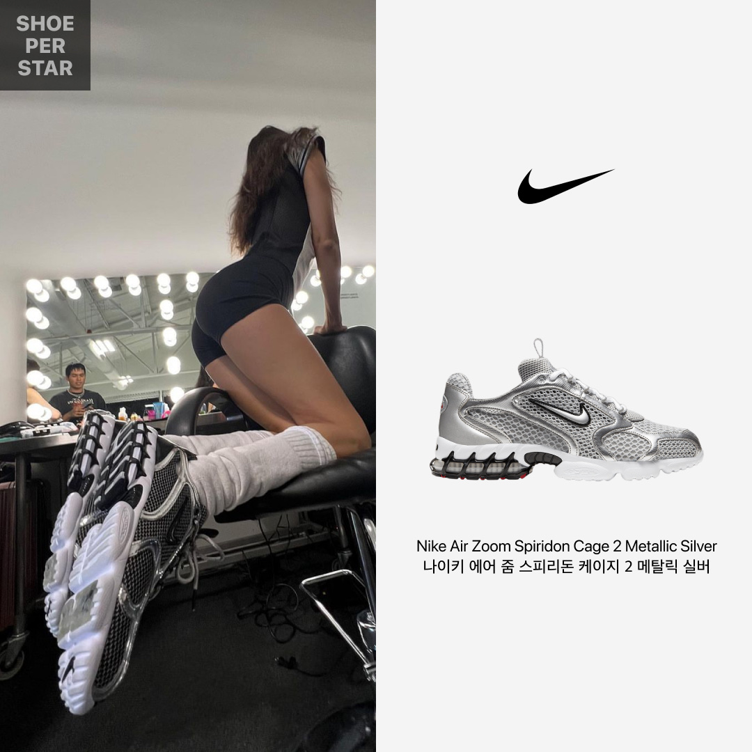 Nike Air Zoom Spiridon Cage 2 Metallic Silver 착용 스타일 - 1