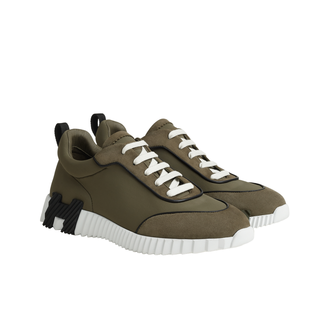 에르메스 바운싱 스니커즈 테크니컬 저지 스웨이드 고트스킨 & 베르 뚠드라 누아(Hermes Bouncing Sneakers Technical Jersey Suede Goatskin & Vert Toundra Noir) - 2