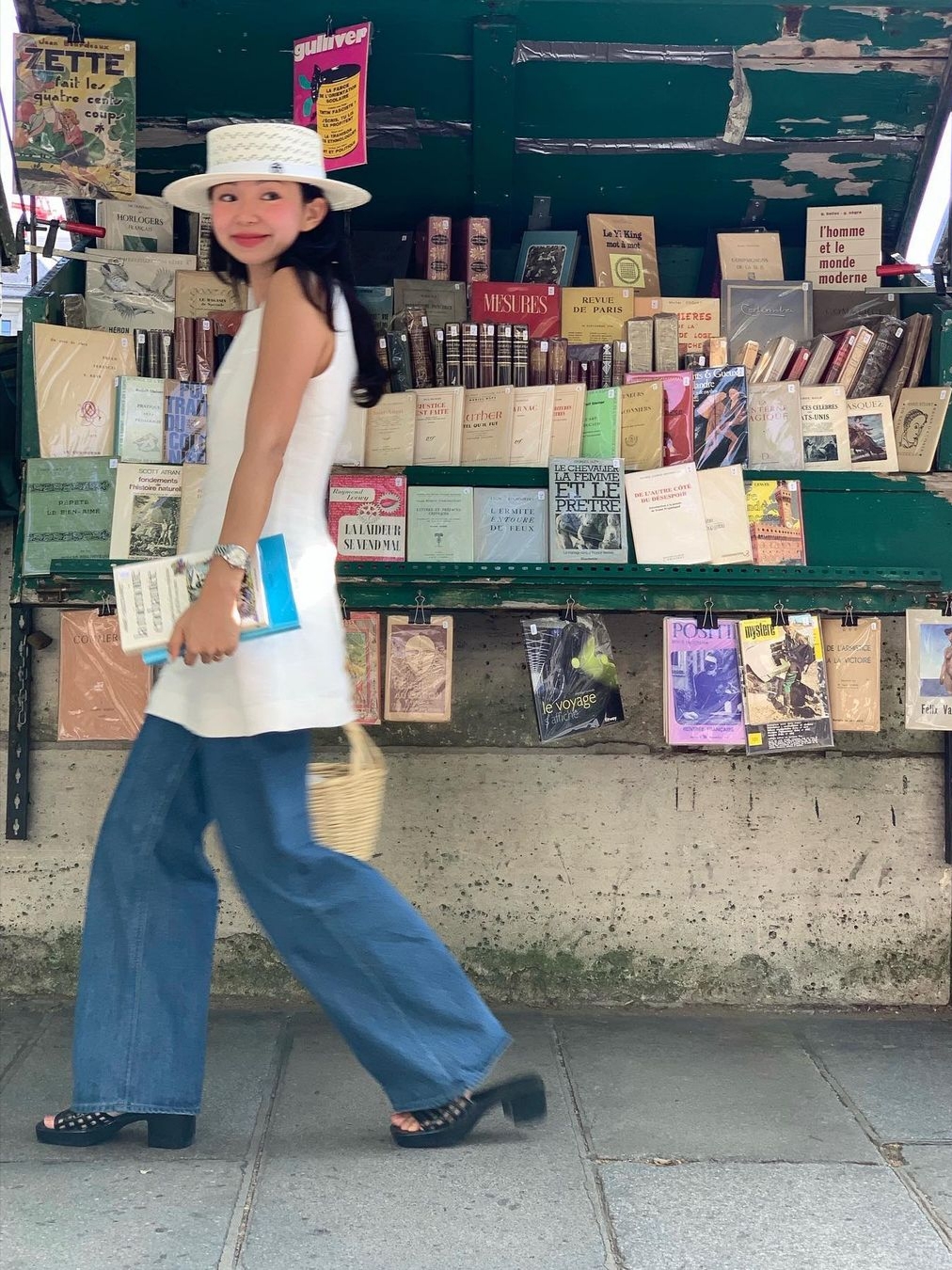[KREAM 단독] STU Women Buttoned Linen Dress White 착용 스타일
