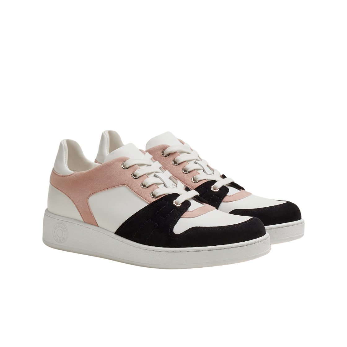 (W) 에르메스 프리 스니커즈 카프스킨 스웨이드 고트스킨 & 멀티꼴로르 로즈 오팔린((W) Hermes Free Sneakers Calfskin Suede Goatskin & Multicolore Rose Opaline) - 2