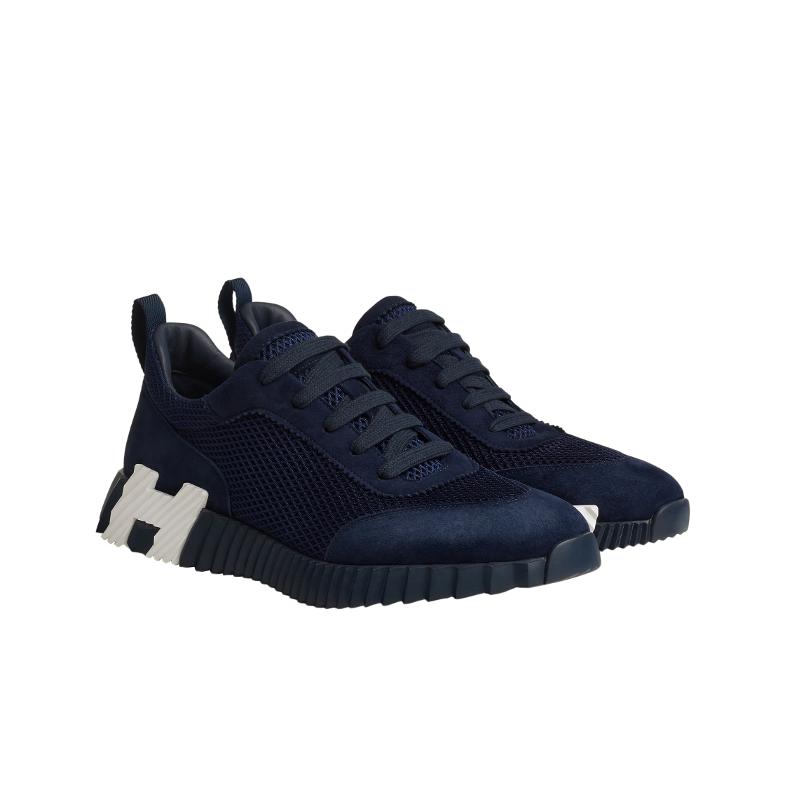 에르메스 바운싱 스니커즈 그래픽 메쉬 스웨이드 고트스킨 & 마린(Hermes Bouncing Sneakers Graphic Mesh Suede Goatskin & Marine) - 2