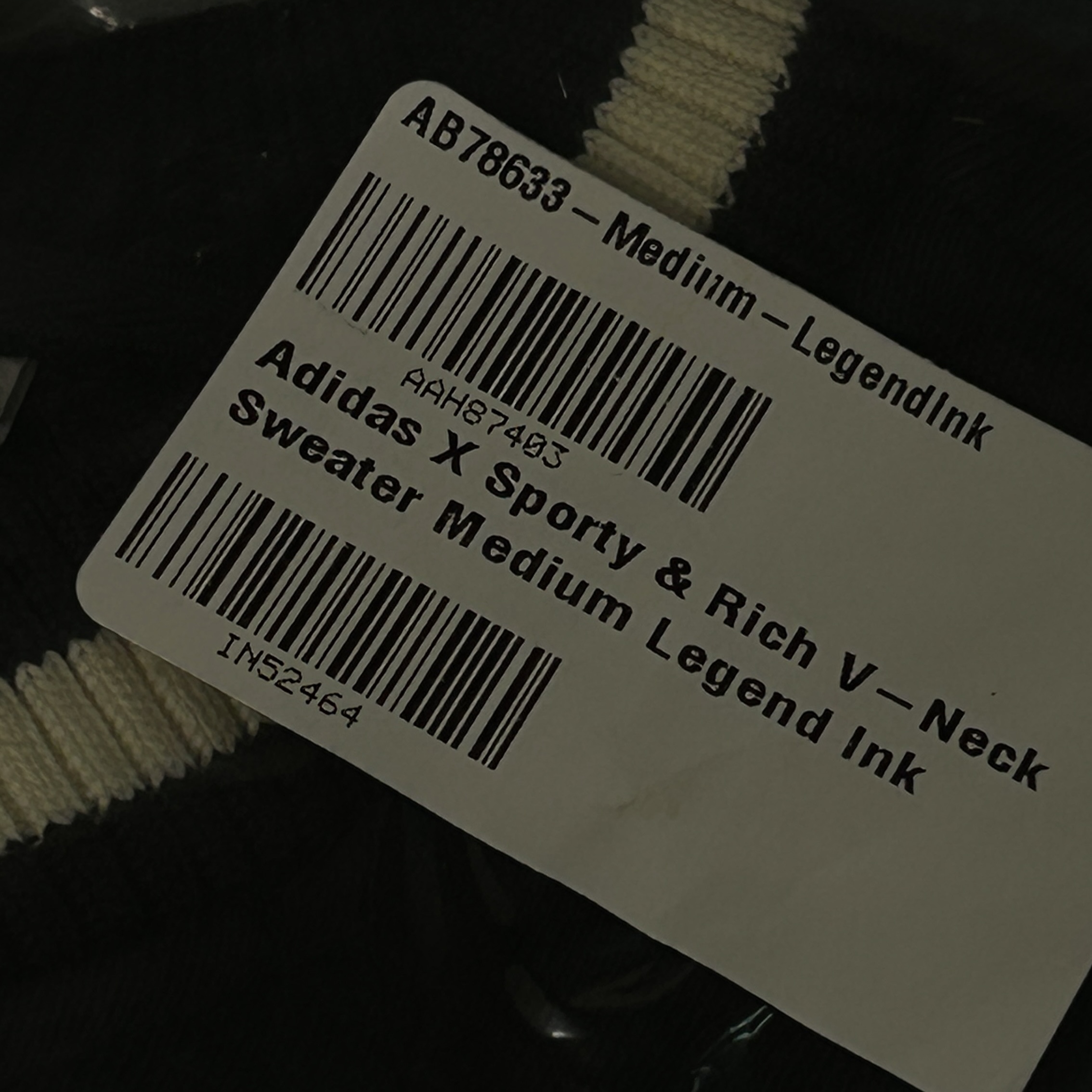 (W) Adidas x Sporty & Rich V-Neck Crew Sweatshirt Legend Ink - US Sizing 착용 스타일 - 1
