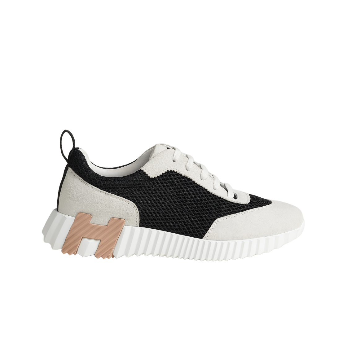 (W) 에르메스 바운싱 스니커즈 그래픽 메쉬 스웨이드 고트스킨 & 누아 블랑