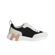 (W) Hermes Bouncing Sneakers Graphic Mesh Suede Goatskin & Noir Blanc