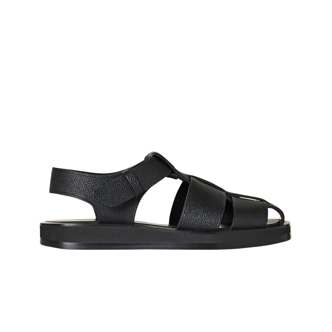 F1203L129BLK (W) The Row Fisherman Sandal in Grained Calfskin Leather Black