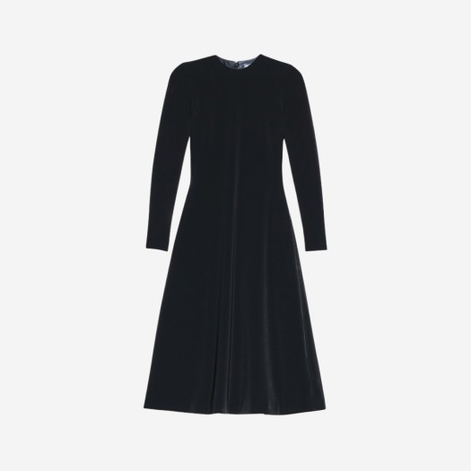 (W) 발렌시아가 A-라인 크루넥 드레스 블랙