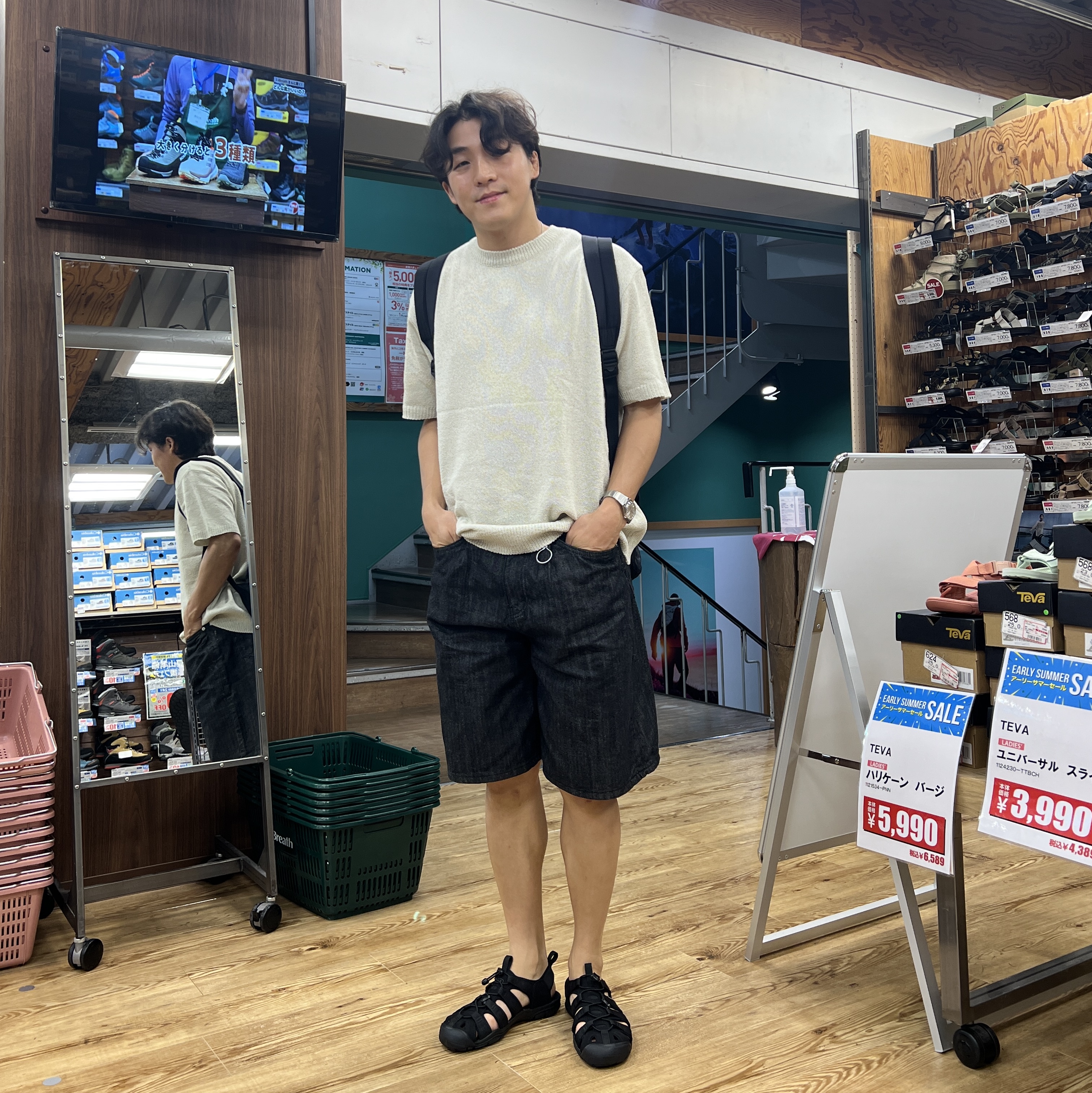 Keen Newport H2 Triple Black 착용 스타일