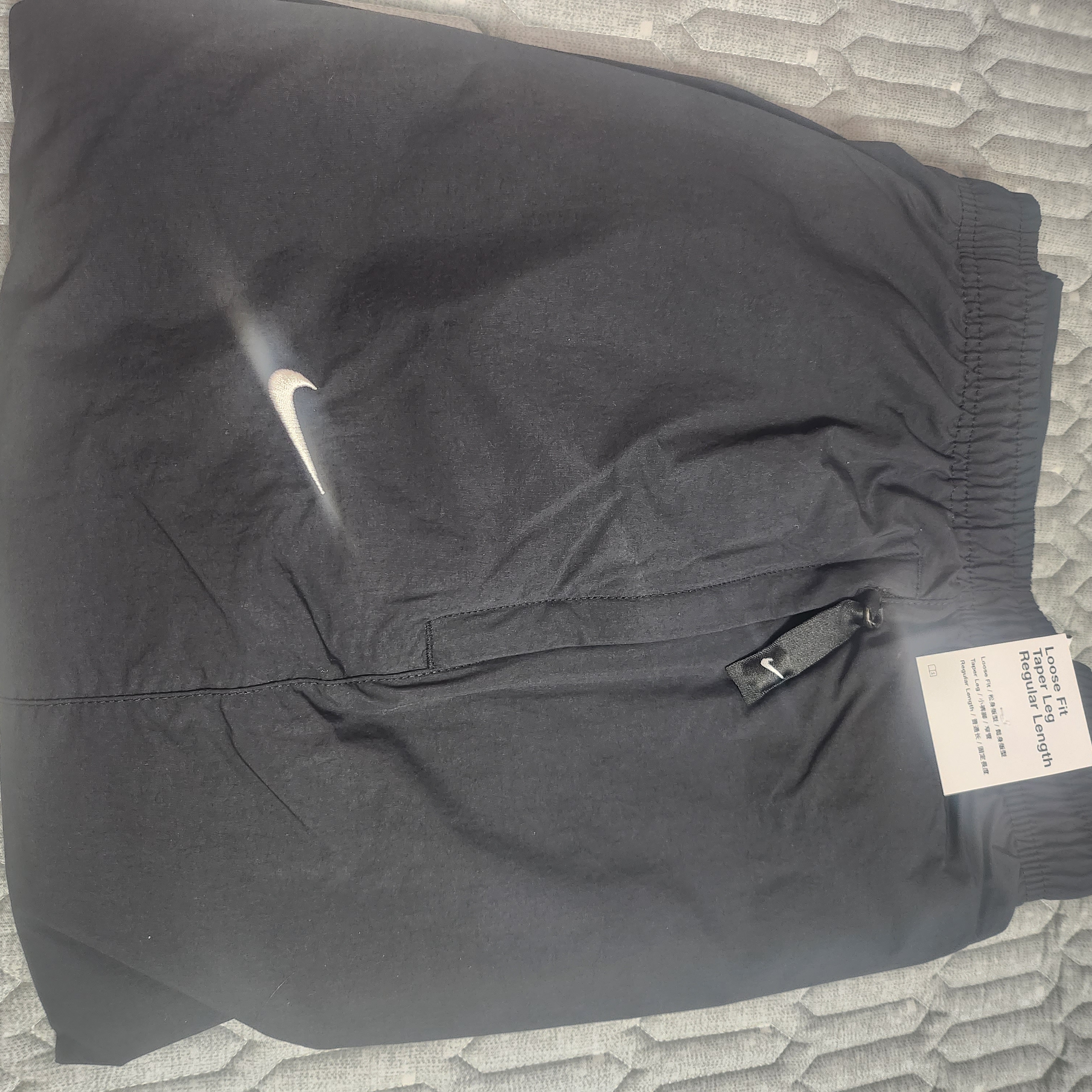 Nike NRG Solo Swoosh Woven Track Pants Black White - Asia 착용 스타일 - 1