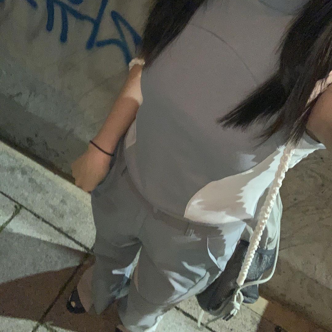 Art of Field Slit Mesh Sleeveless Shirt Blue Gray, Art of Field Bootscut Long Pants Blue Gray 착용 스타일