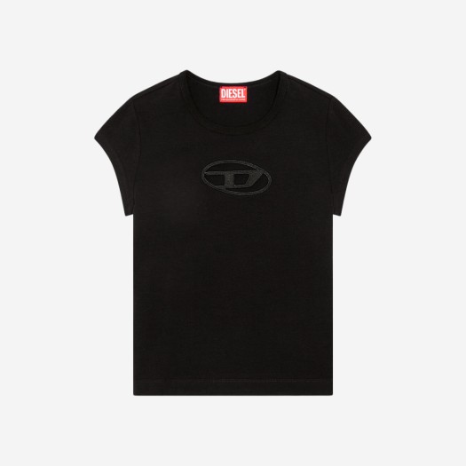 (W) 디젤 T-안지 피카부 로고 티셔츠 블랙