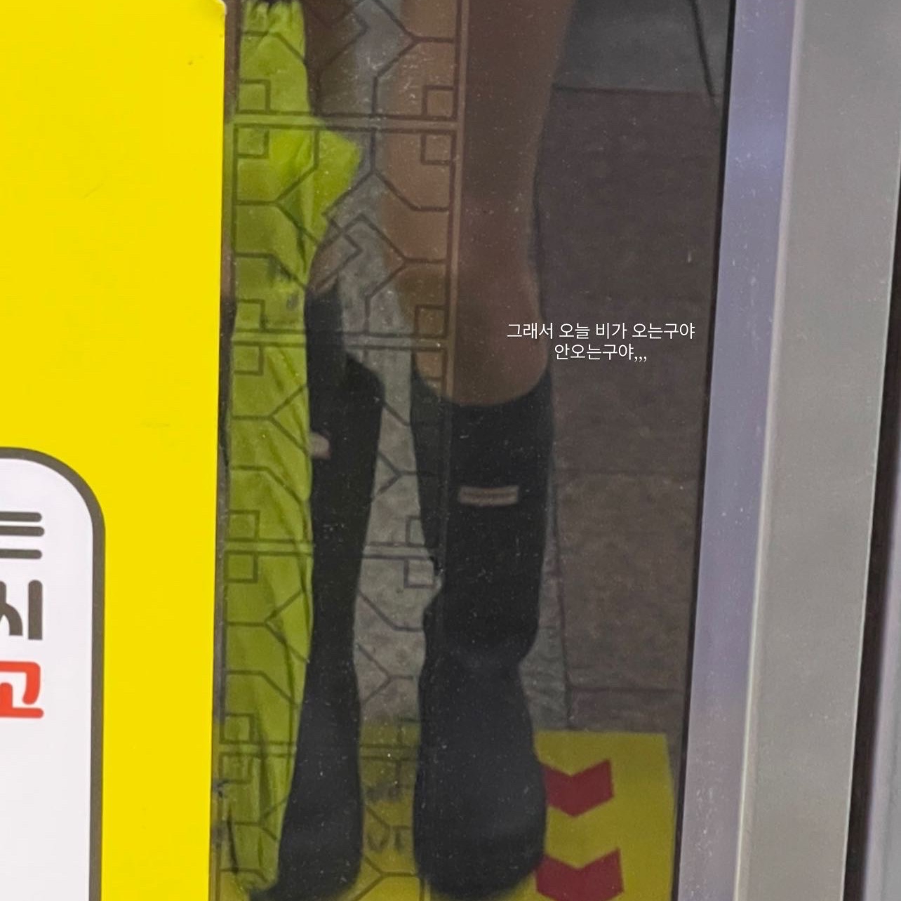 (W) Hunter Play Tall Wellington Rain Boots Black 착용 스타일