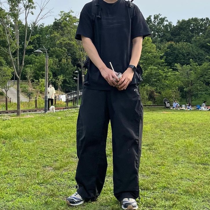 Art of Field Cool Slit Long Pants Black, Art of Field Cool Slit Long Pants Beige Gray 착용 스타일