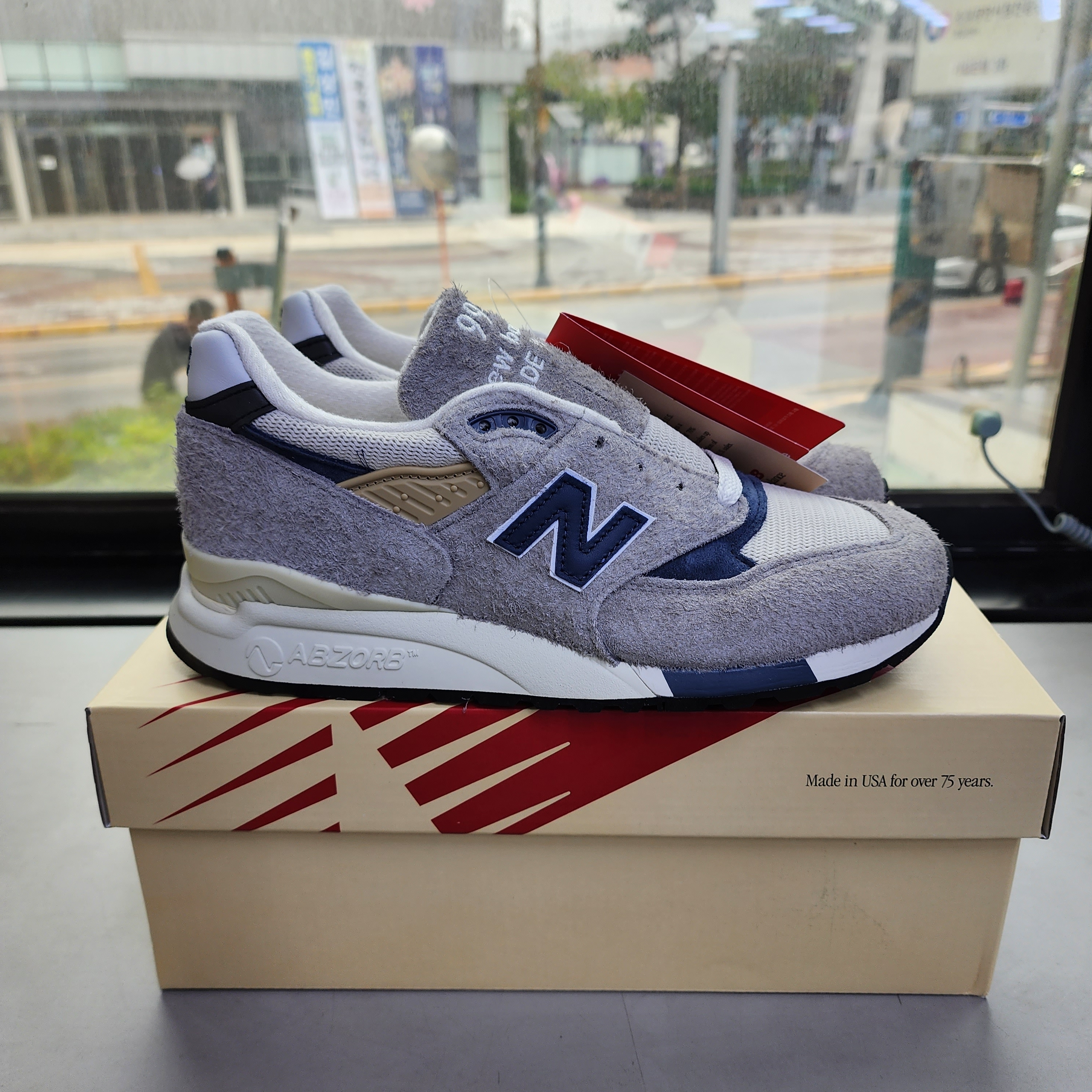 New Balance 998 Made in USA Marblehead Vintage Indigo 착용 스타일 - 1