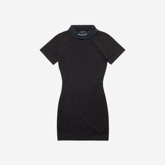 (W) 발렌시아가 티셔츠 미니 드레스 블랙 페이디드