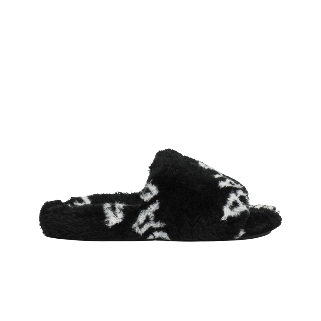 (W) 발렌시아가 퍼리 슬라이드 샌들 올오버 로고 블랙((W) Balenciaga Furry Slide Sandal Allover Logo Black) - 1