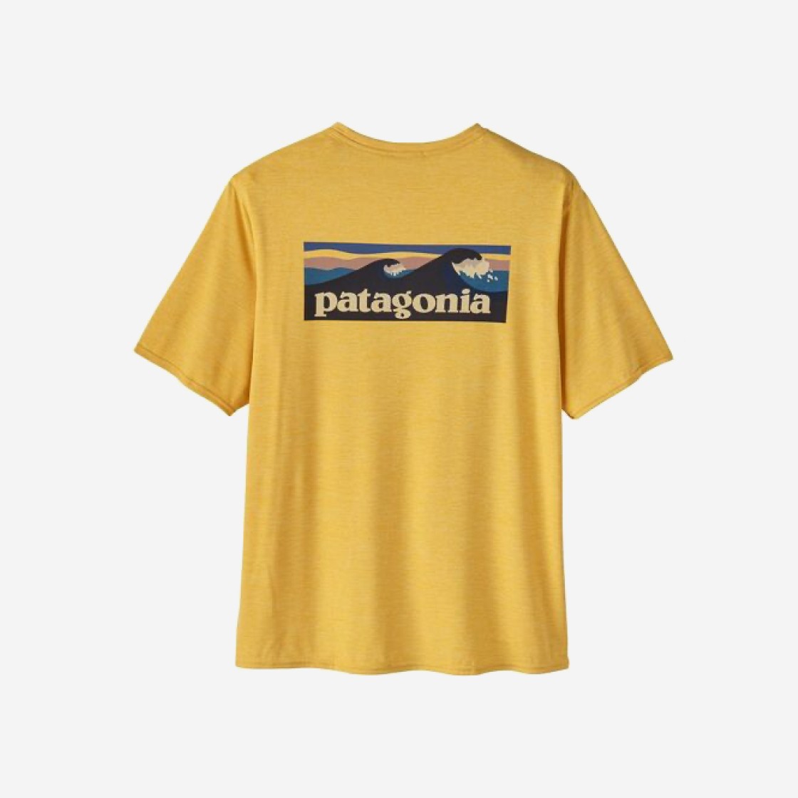 Patagonia Capilene Cool Daily Graphic T-Shirt Waters Boardshort Logo Surfboard Yellow X-Dye 상세 이미지 1