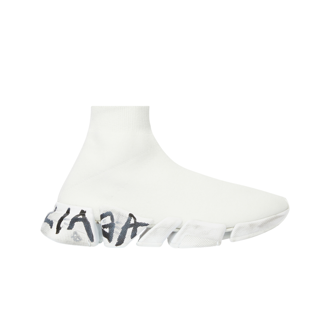 (W) 발렌시아가 스피드 2.0 그래피티 리사이클 니트 스니커즈 화이트((W) Balenciaga Speed 2.0 Graffiti Recycled Knit Sneakers White) - 1