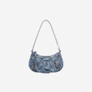 Balenciaga Le Cagole Mini Bag with Chain BB Monogram Bleached Denim Blue