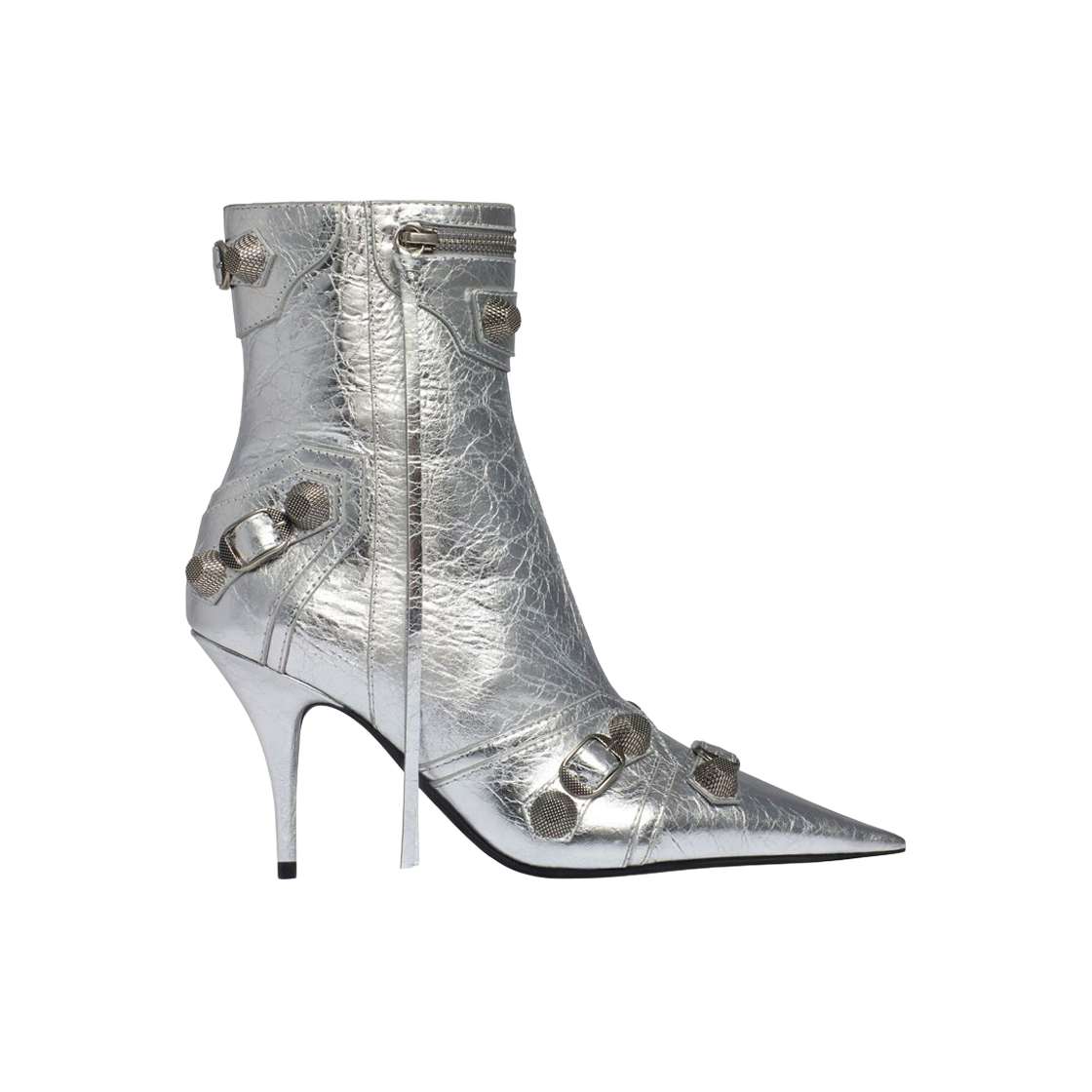 (W) 발렌시아가 카골 90mm 부티 메탈라이즈드 실버((W) Balenciaga Cagole 90mm Bootie Metallized Silver) - 1