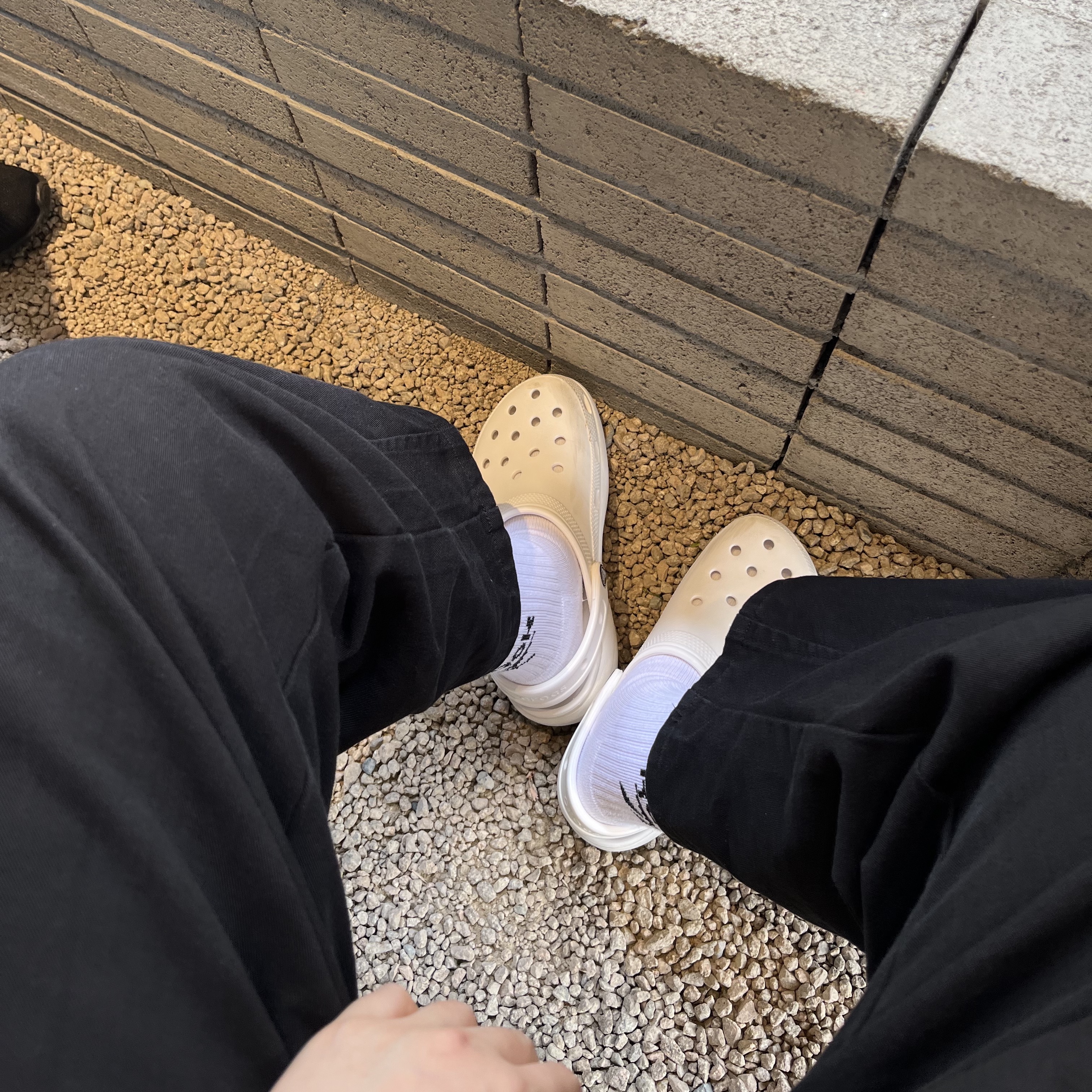 (W) Crocs Classic Platform Clog White 착용 스타일