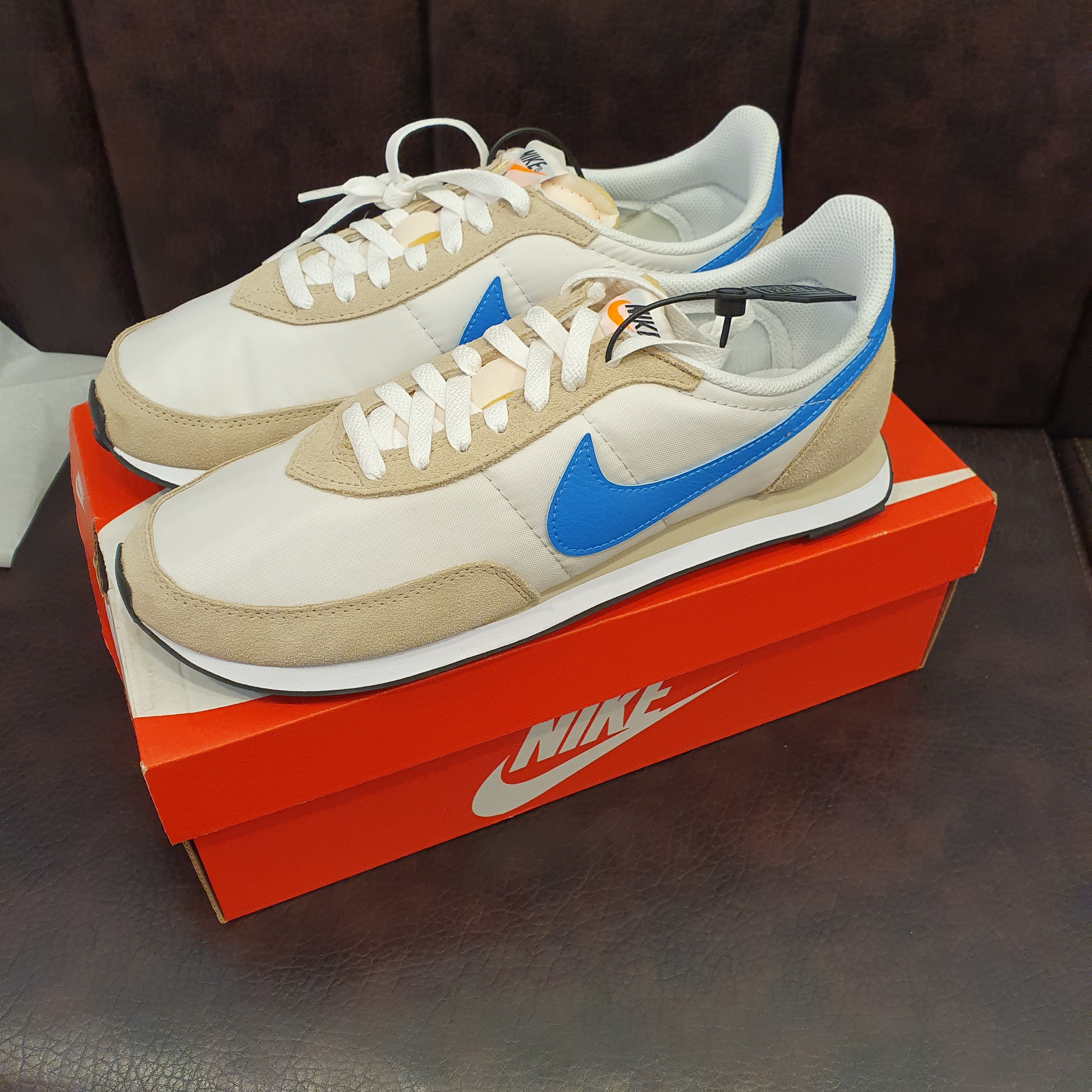 (W) Nike Waffle Trainer 2 Rattan Photo Blue 착용 스타일