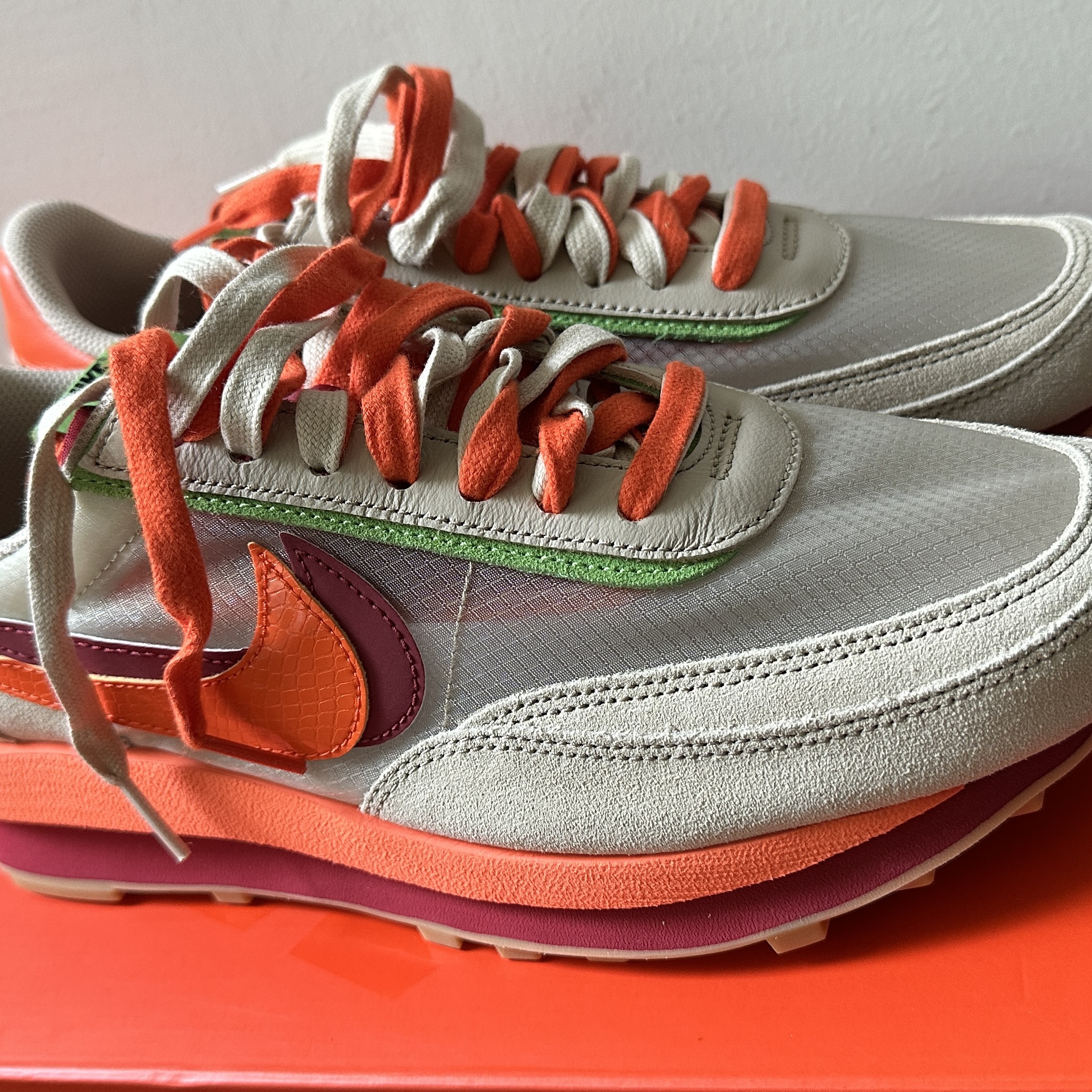 Nike x Sacai x Clot LDWaffle Orange Blaze 착용 스타일