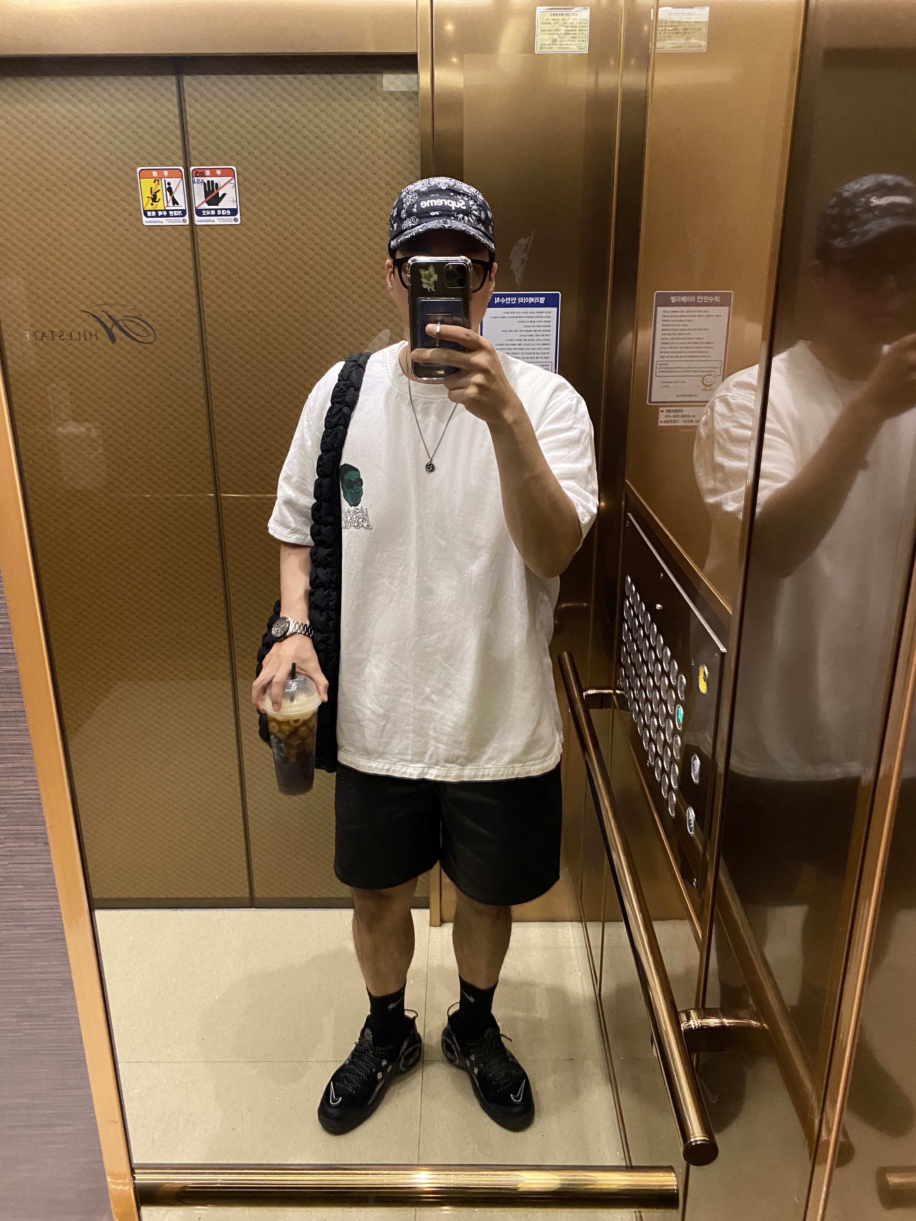 Supreme Bandana Camp Cap Black - 21SS, Nike x Supreme Air Zoom Flight 95 SP Black 착용 스타일