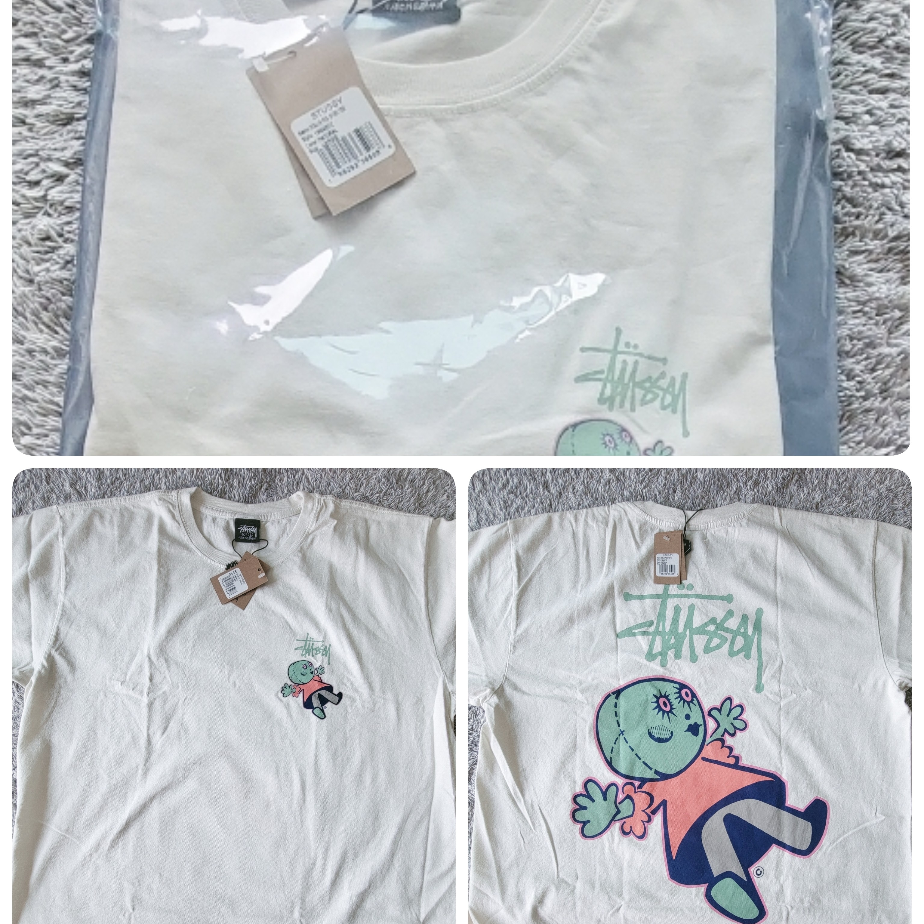 Stussy Dollie Pigment Dyed T-Shirt Natural 착용 스타일 - 3
