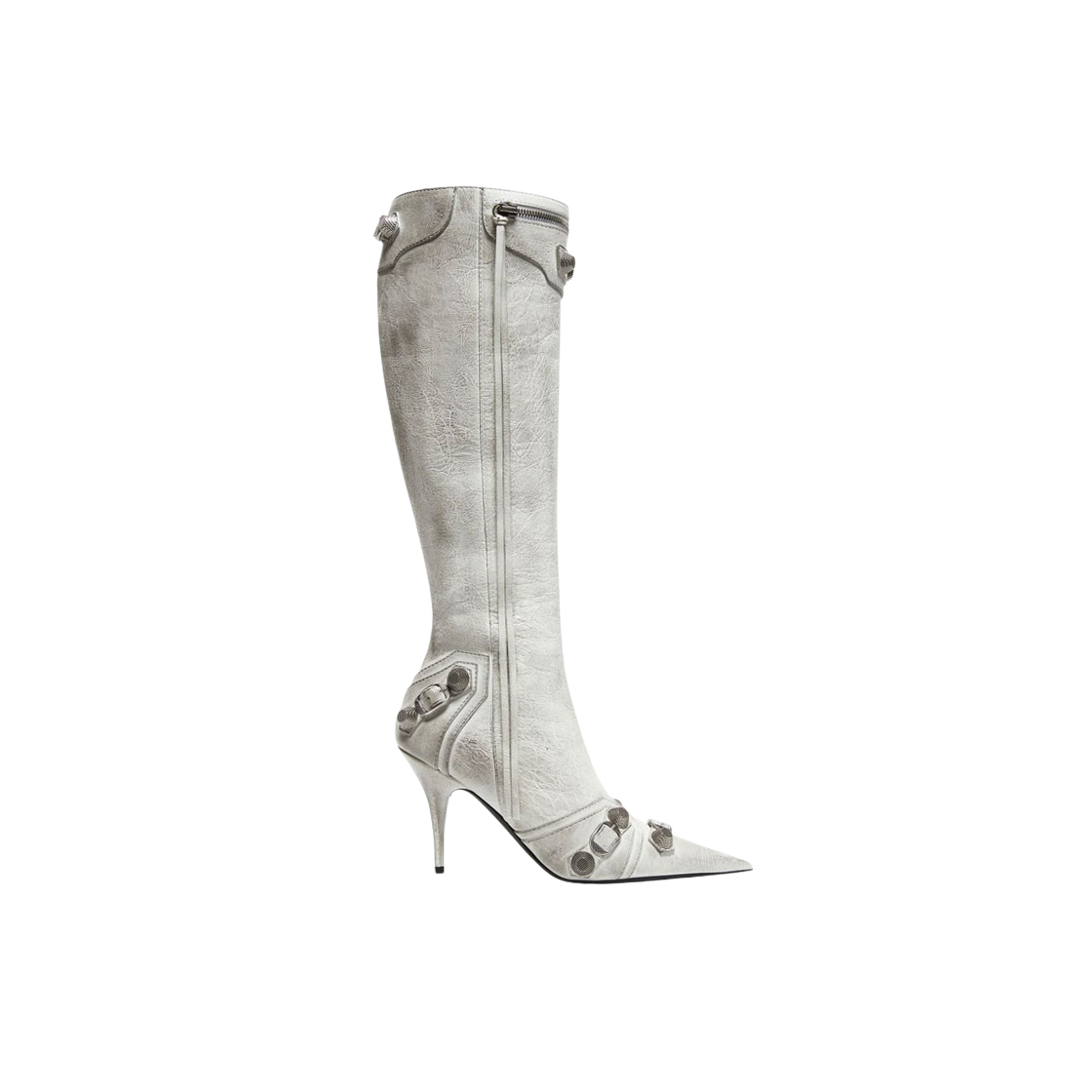 (W) 발렌시아가 카골 90mm 부츠 더티 이펙트 옵틱 화이트((W) Balenciaga Cagole 90mm Boot Dirty Effect Optic White) - 1