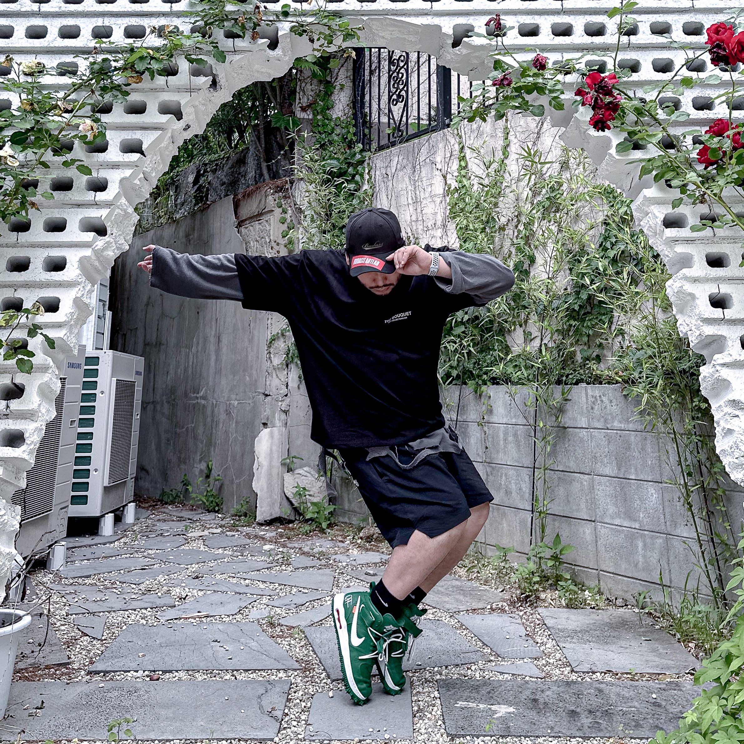 Nike x Off-White Air Force 1 Mid SP Leather Pine Green 착용 스타일